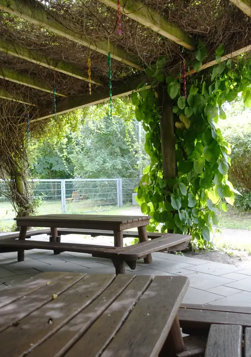 Garten: Essecke unter dem Blätterdach